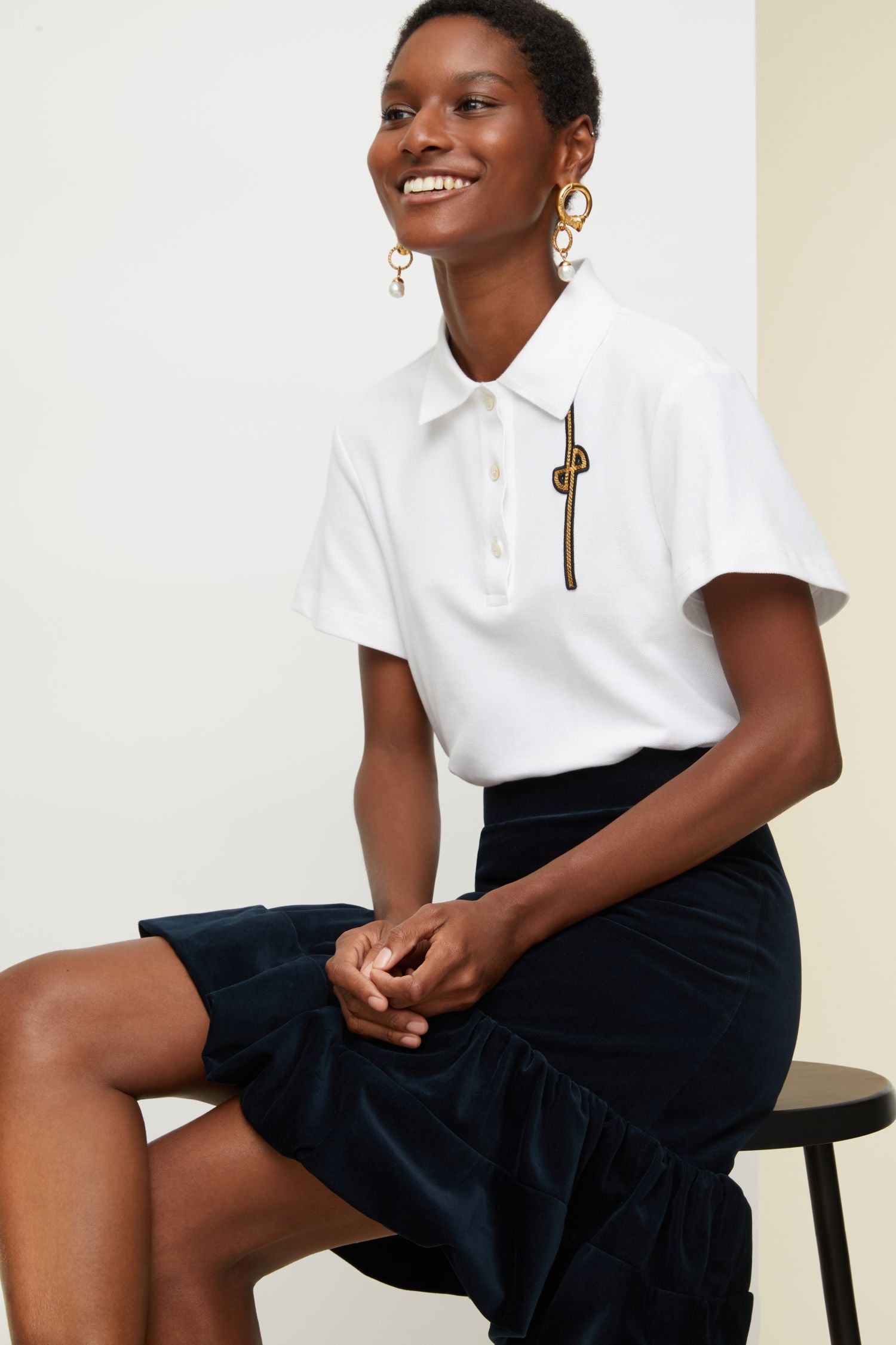 Velvet skirt with voluminous hem - Storm