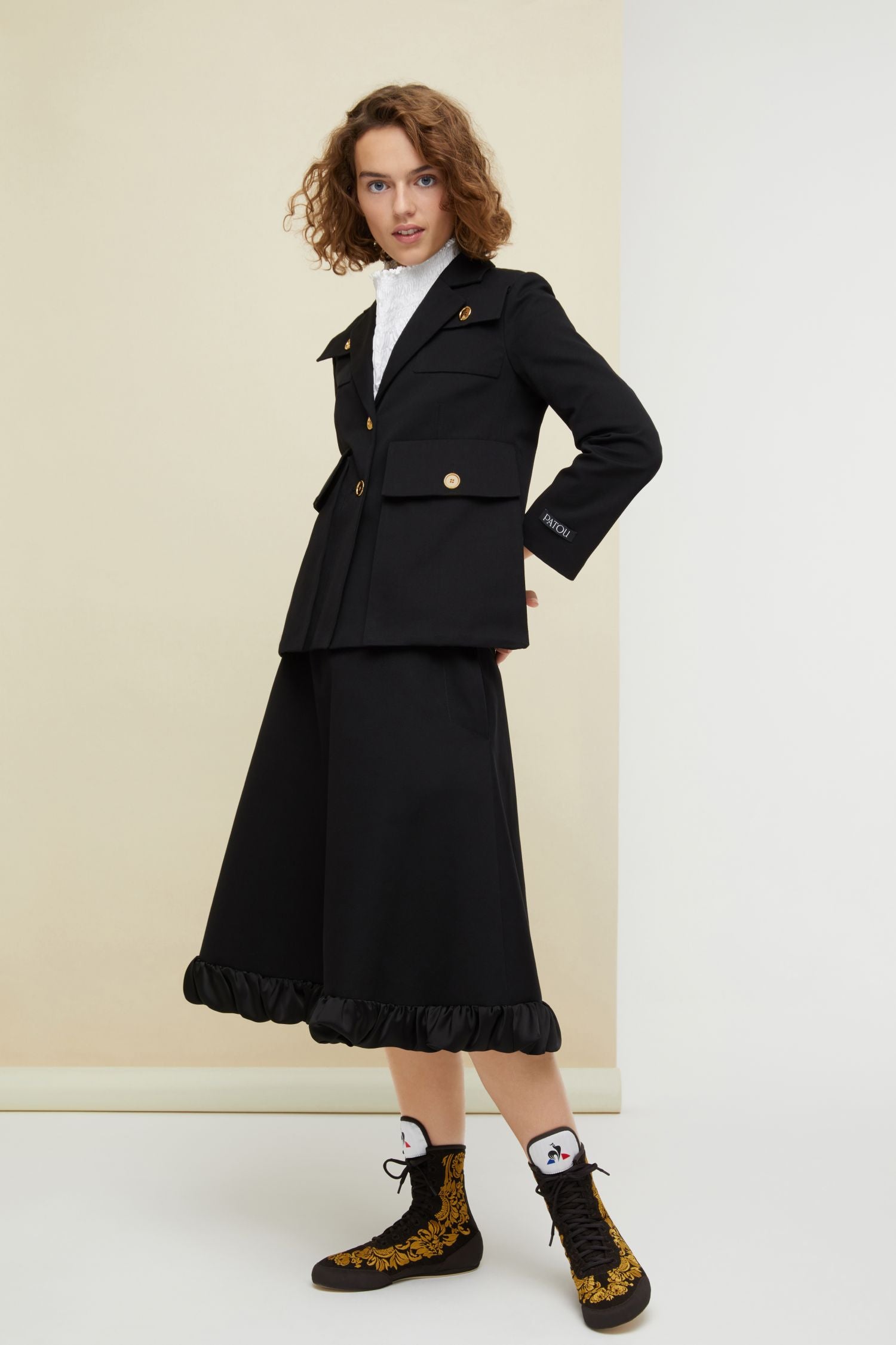 Safari cotton midi skirt - Black