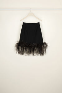 Short tweed skirt with feathers - Black