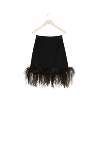 Short tweed skirt with feathers - Black
