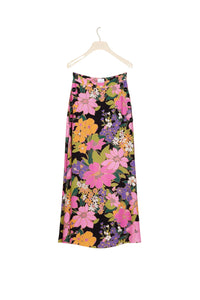 Printed crepe midi skirt - Autumn Flowers