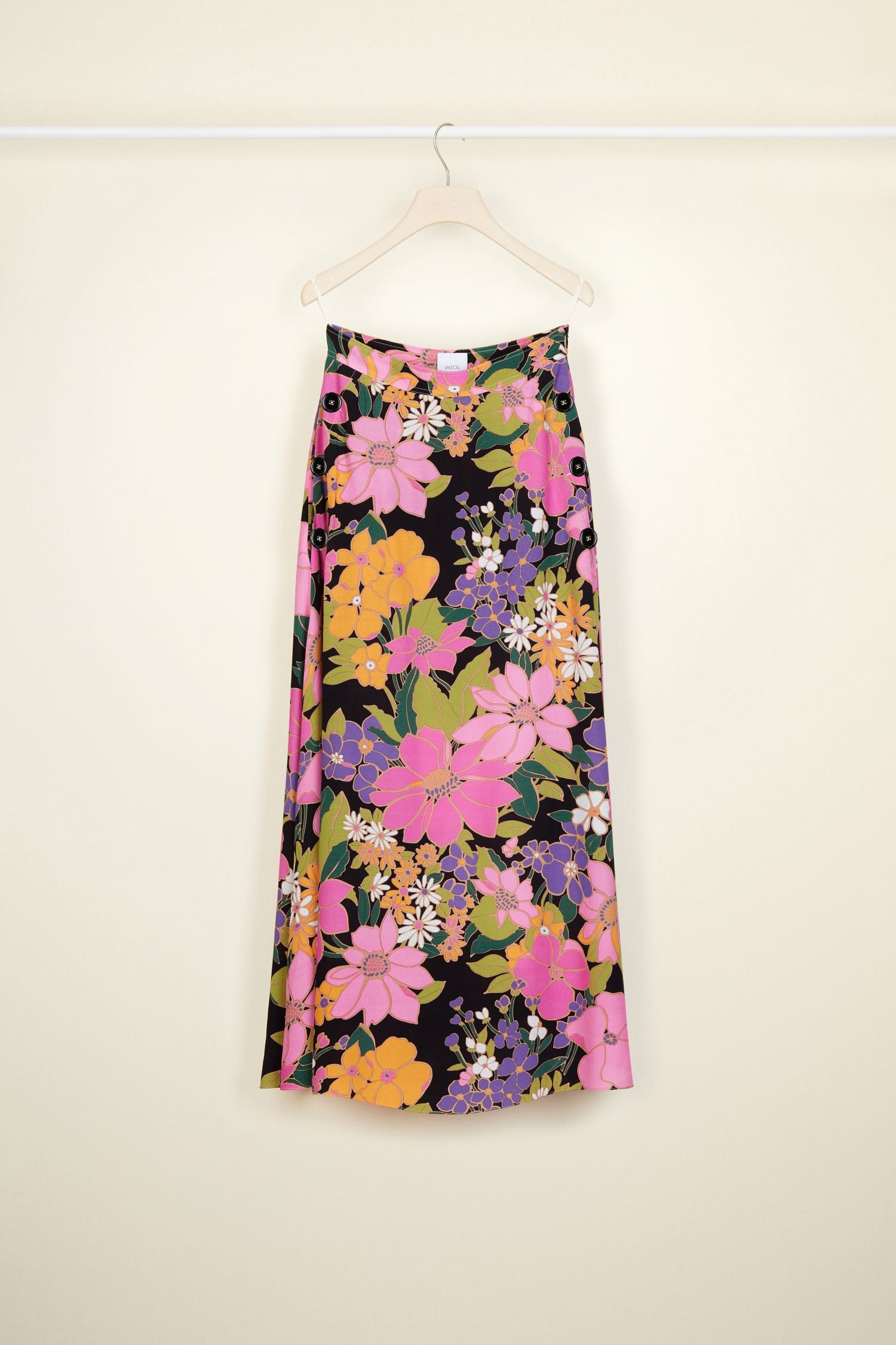 Printed crepe midi skirt - Autumn Flowers