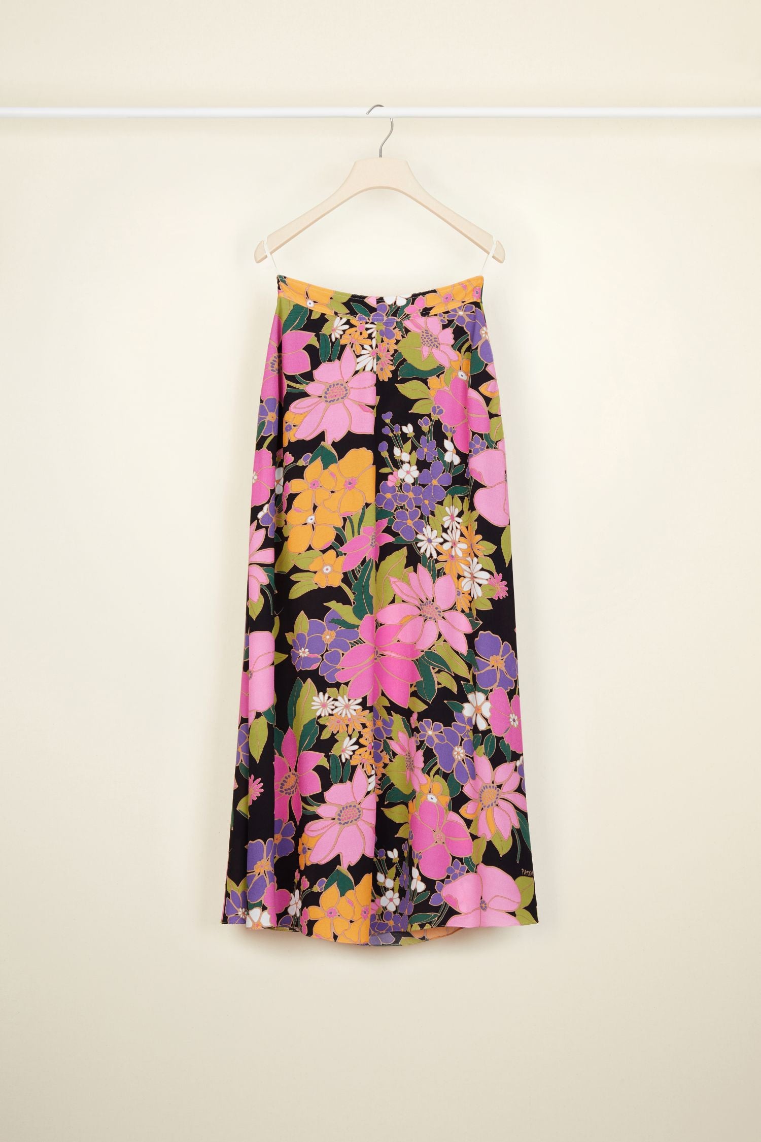 Crepe midi skirt - Autumn Flowers print