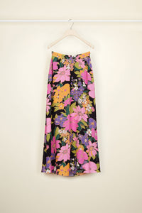 Printed crepe midi skirt - Autumn Flowers