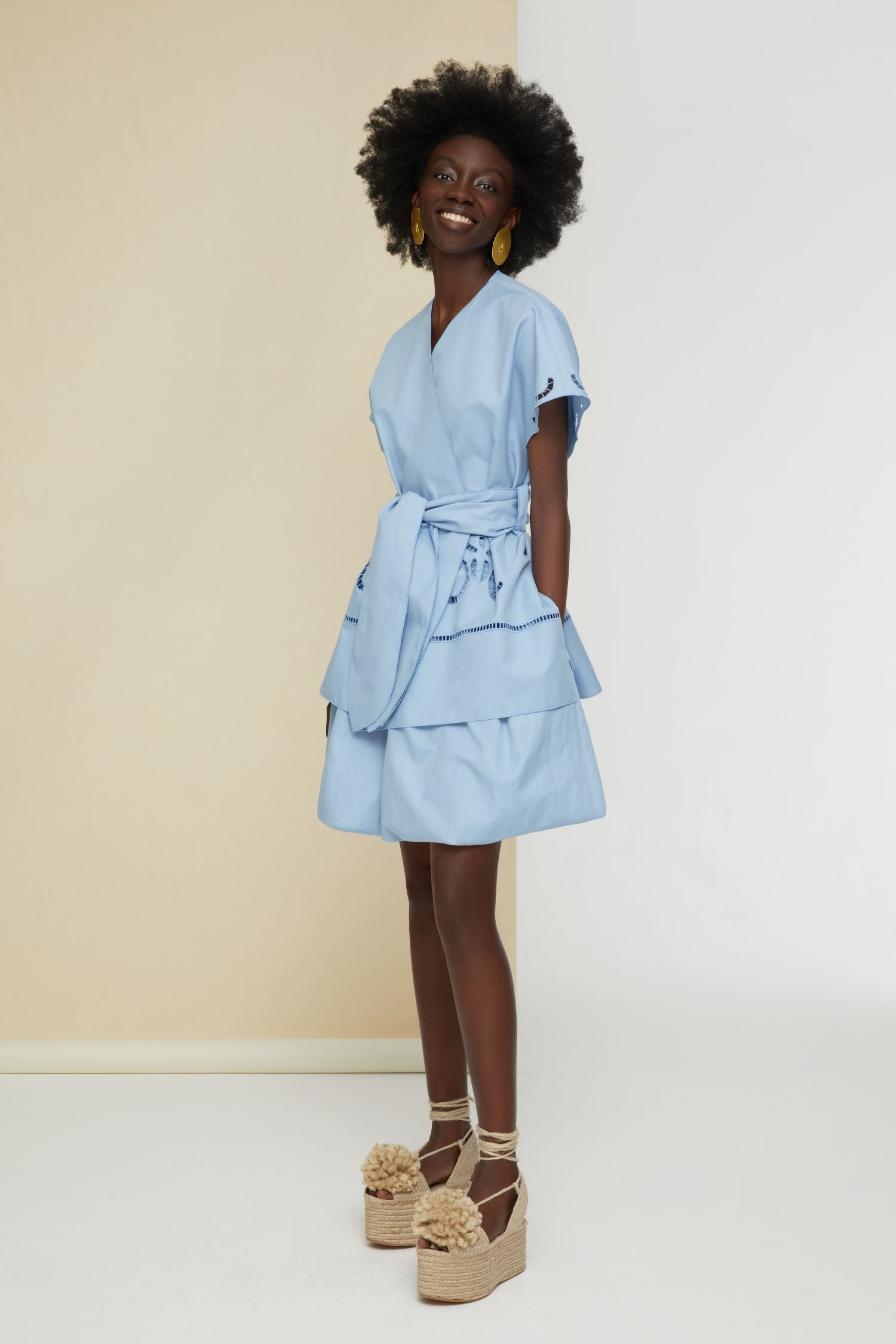 Cotton bubble skirt - Blueberry
