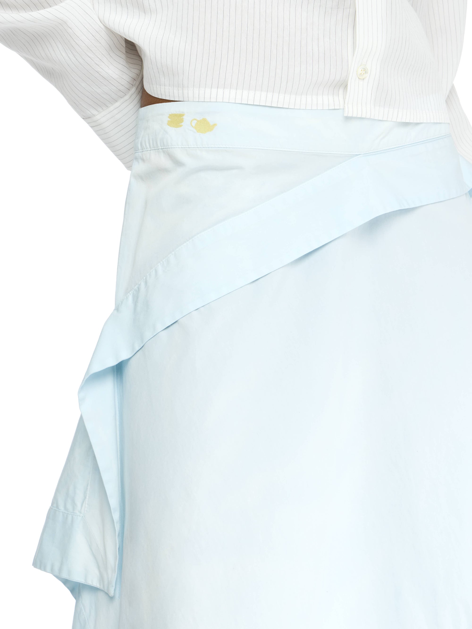 Jupe Asymétrique À Plis Carrés - Pale Blue