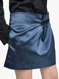 Mini-Jupe En Cuir Avec Languette - Steel Blue