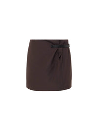 Jupe courte taille haute - Dark Brown
