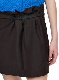 Mini-Jupe En Cuir Avec Languette - Dark Brown