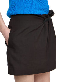 Mini-Jupe En Cuir Avec Languette - Dark Brown