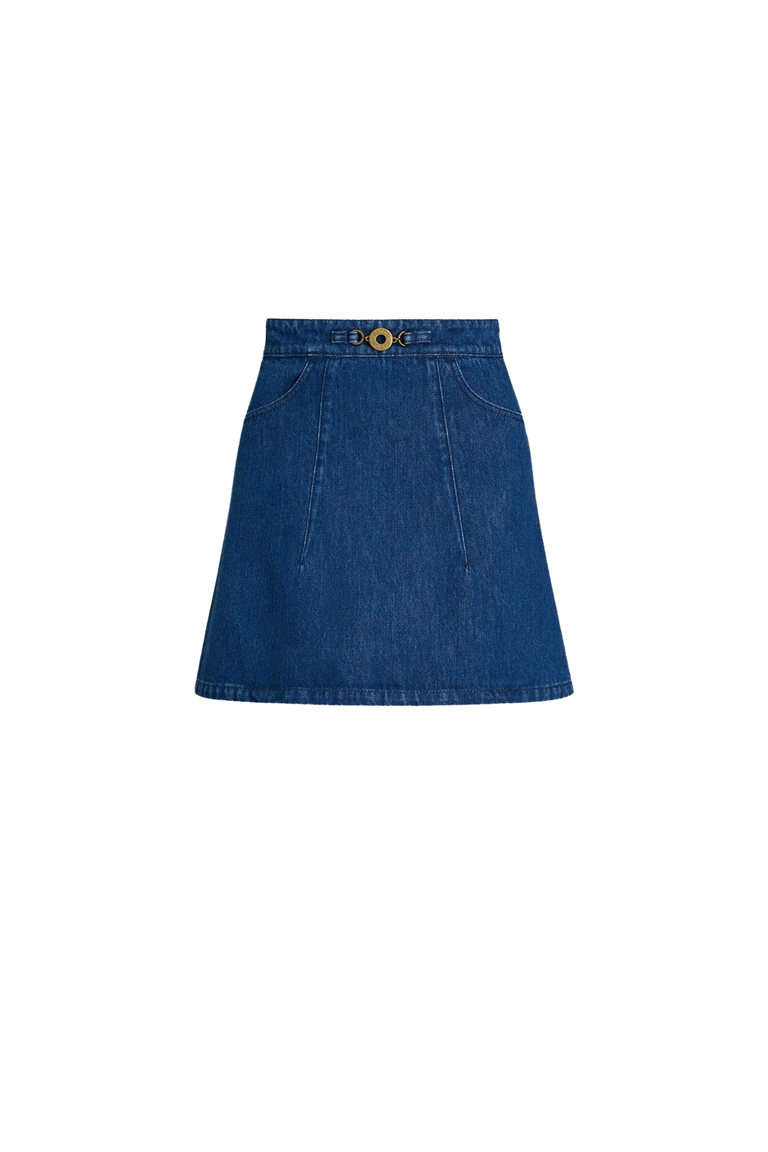 Mini jupe évasée en denim - Bleu Délavé