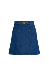 Stonewash / Mini jupe évasée en denim bio