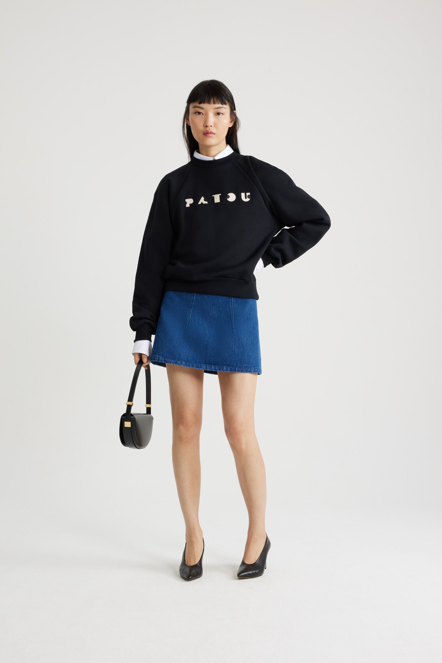 Mini jupe évasée en denim bio