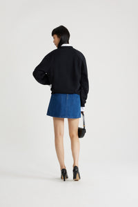 Mini jupe évasée en denim bio