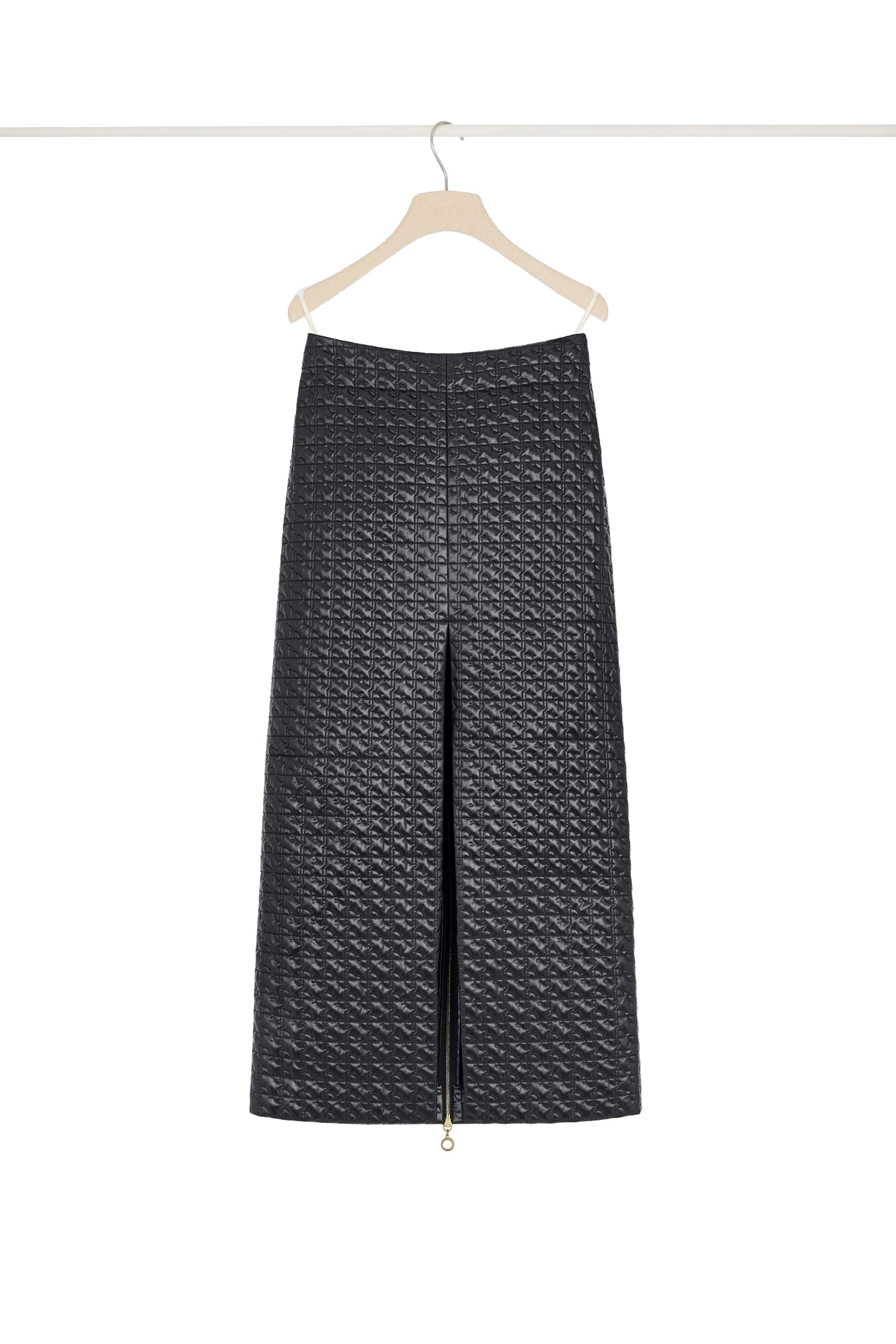 Jupe midi zippée en nylon matelassé éco-responsable - Noir