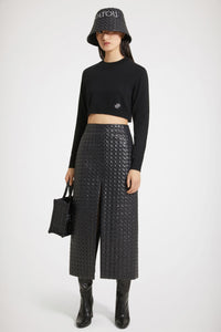 Jupe midi zippée en nylon matelassé éco-responsable - Noir