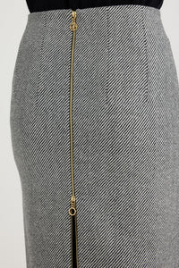 Jupe midi zippée en laine texturée