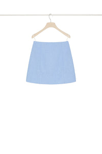 Jupe courte en tweed stretch - Bleu Glacier