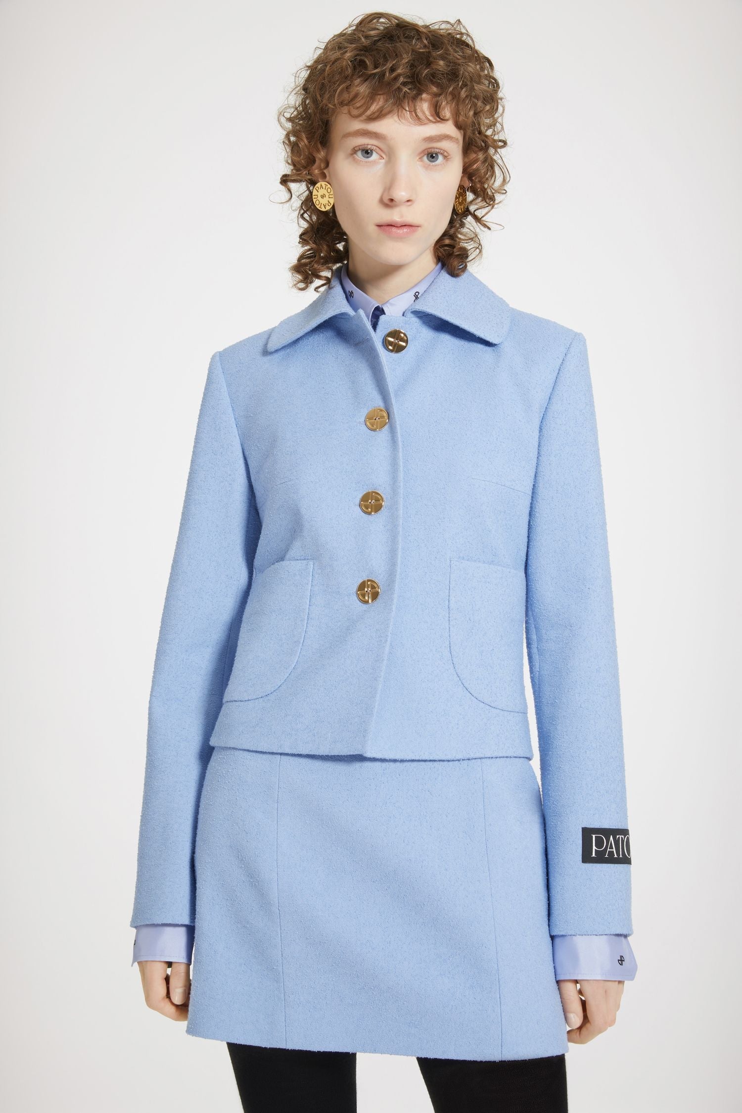 Jupe courte en tweed stretch - Bleu Glacier