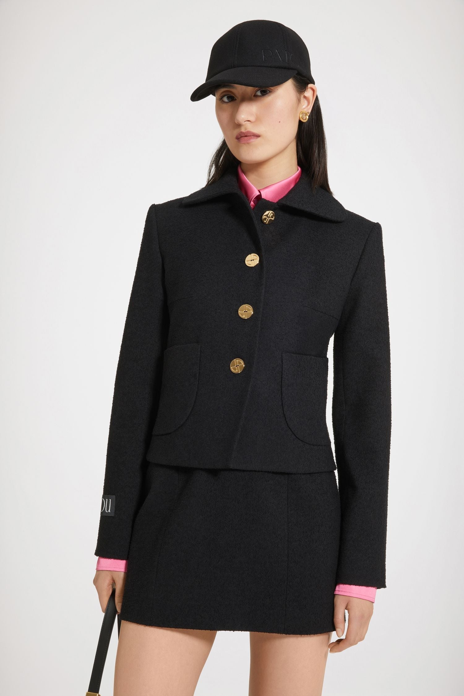 Jupe courte en tweed stretch - Noir