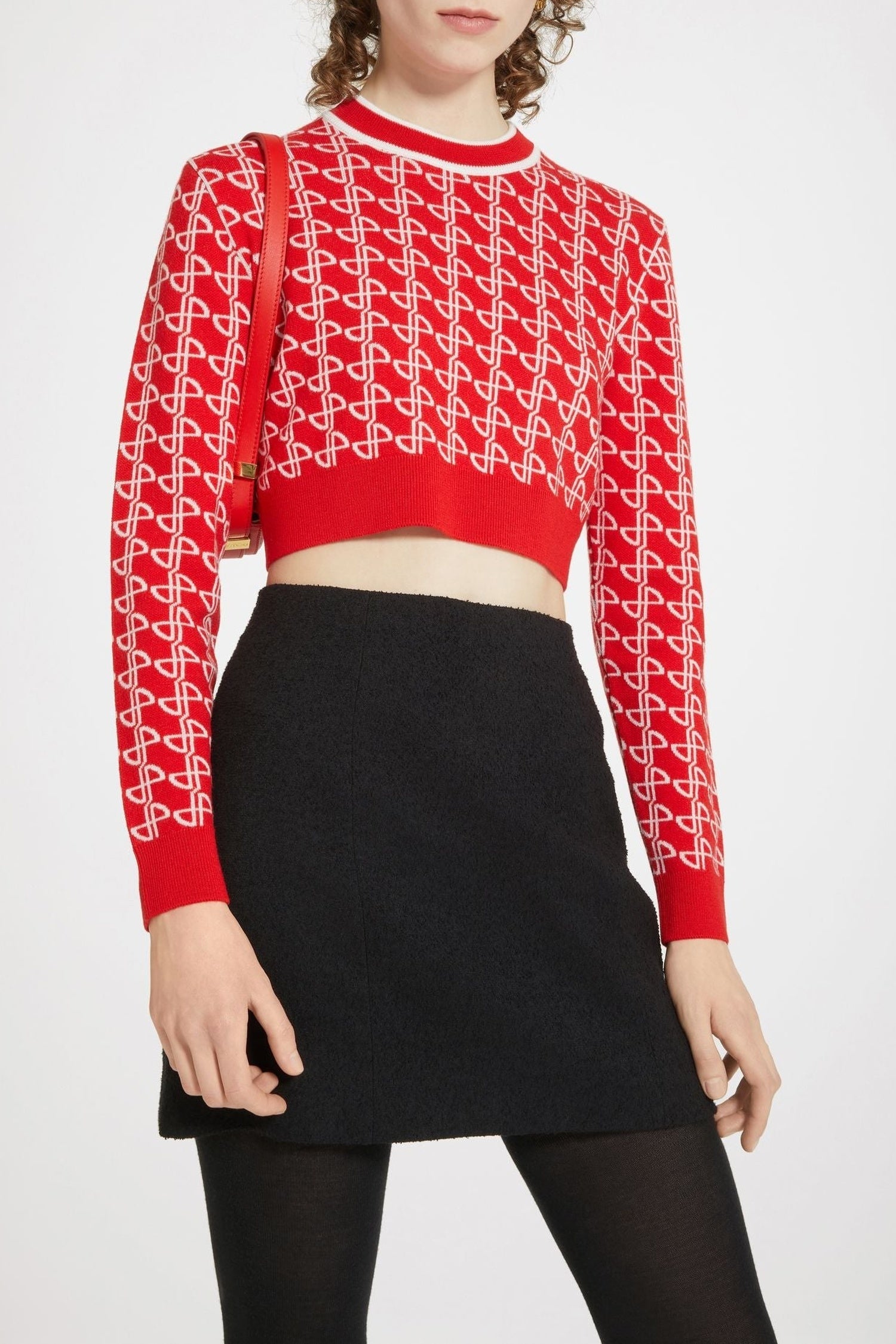 Jupe courte en tweed stretch