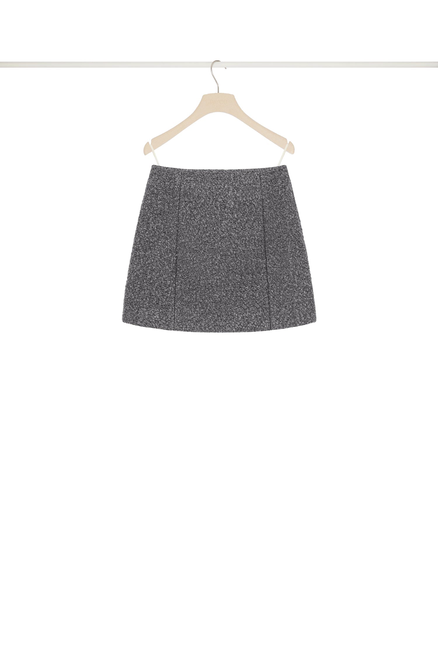 Jupe courte en laine bouclée mélangée - Gris Anthracite