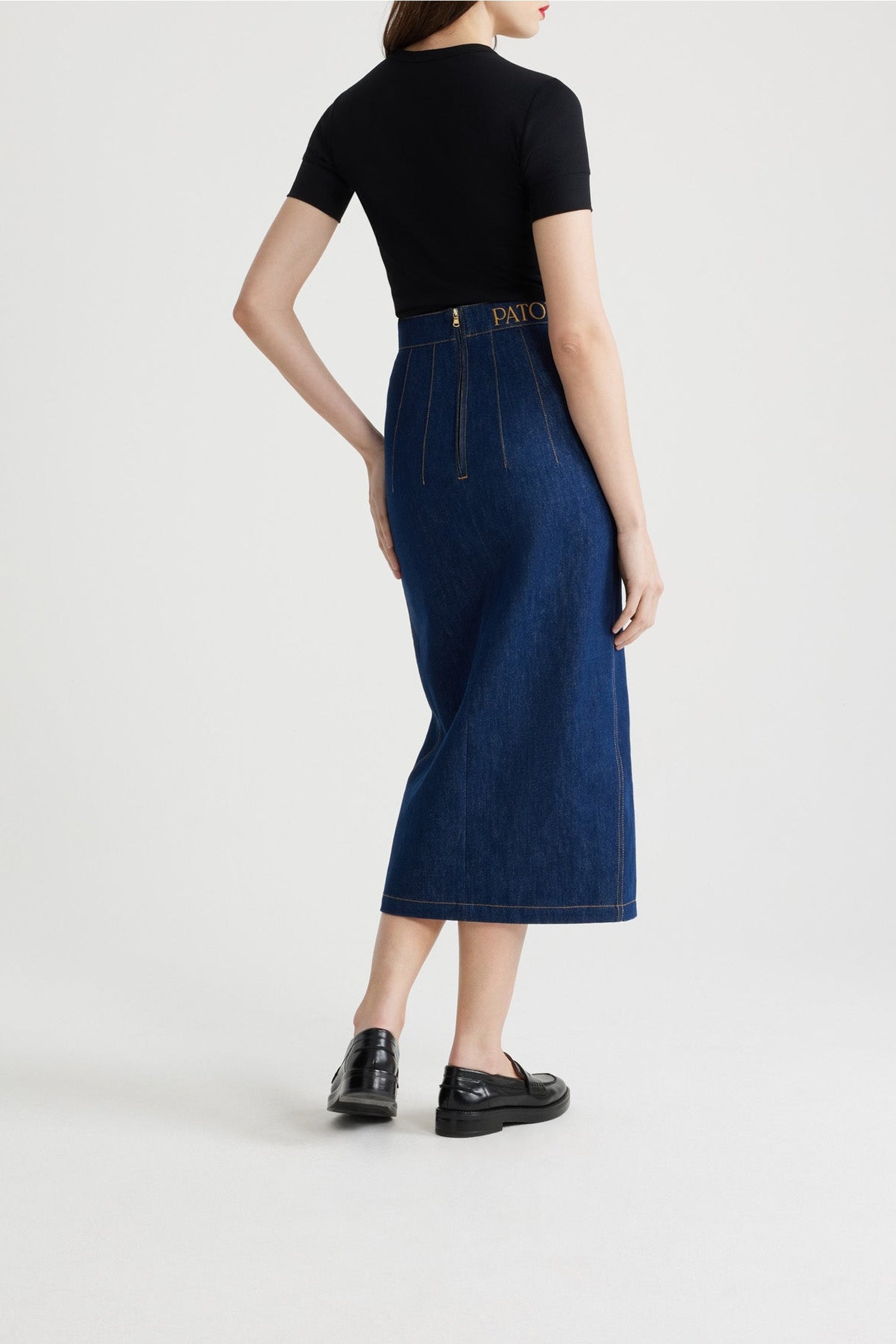 Jupe midi fendue en denim - Bleu