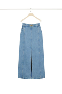 Jupe midi fendue en denim bio