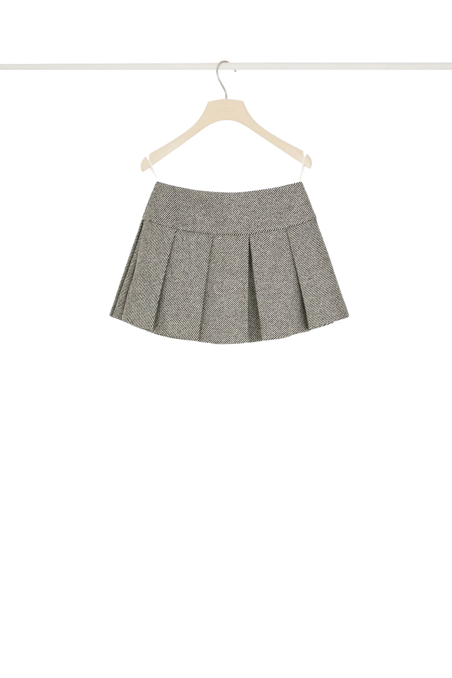 Jupe courte plissée en laine texturée - Gris Graphite