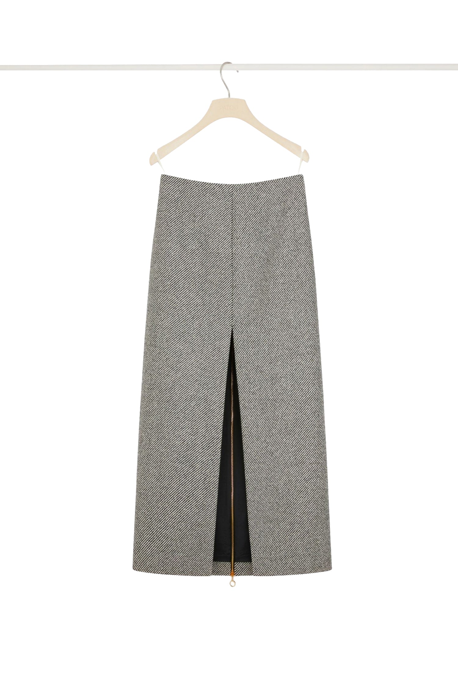 Jupe midi zippée en laine texturée - Gris Graphite