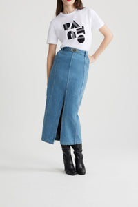 Jupe midi fendue en denim bio