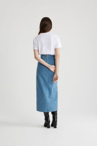 Jupe midi fendue en denim bio