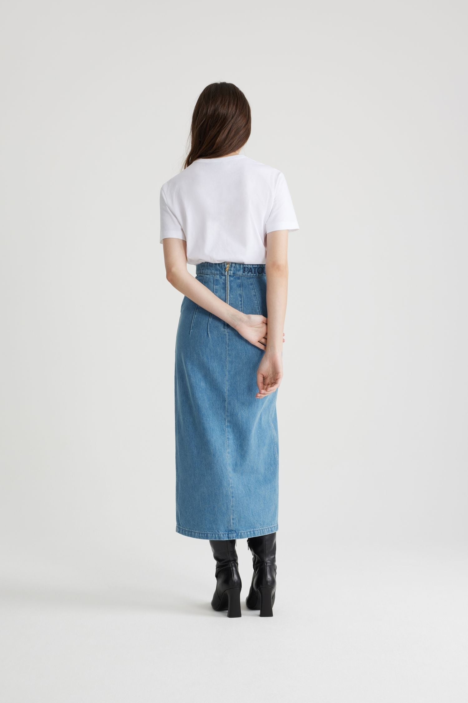 Jupe midi fendue en denim bio