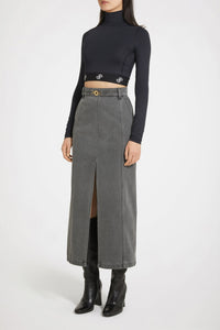 Jupe midi fendue en denim bio