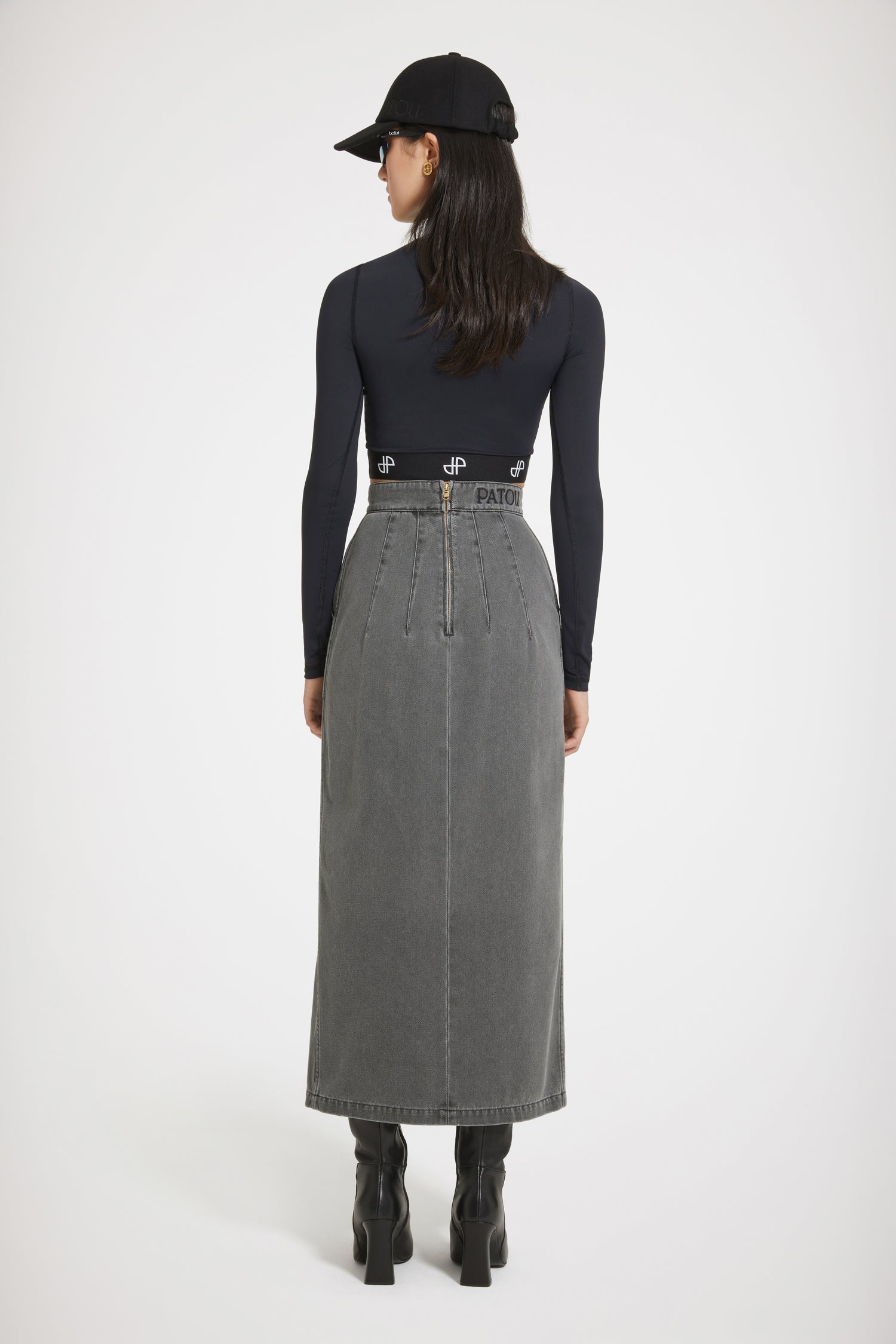 Jupe midi fendue en denim bio