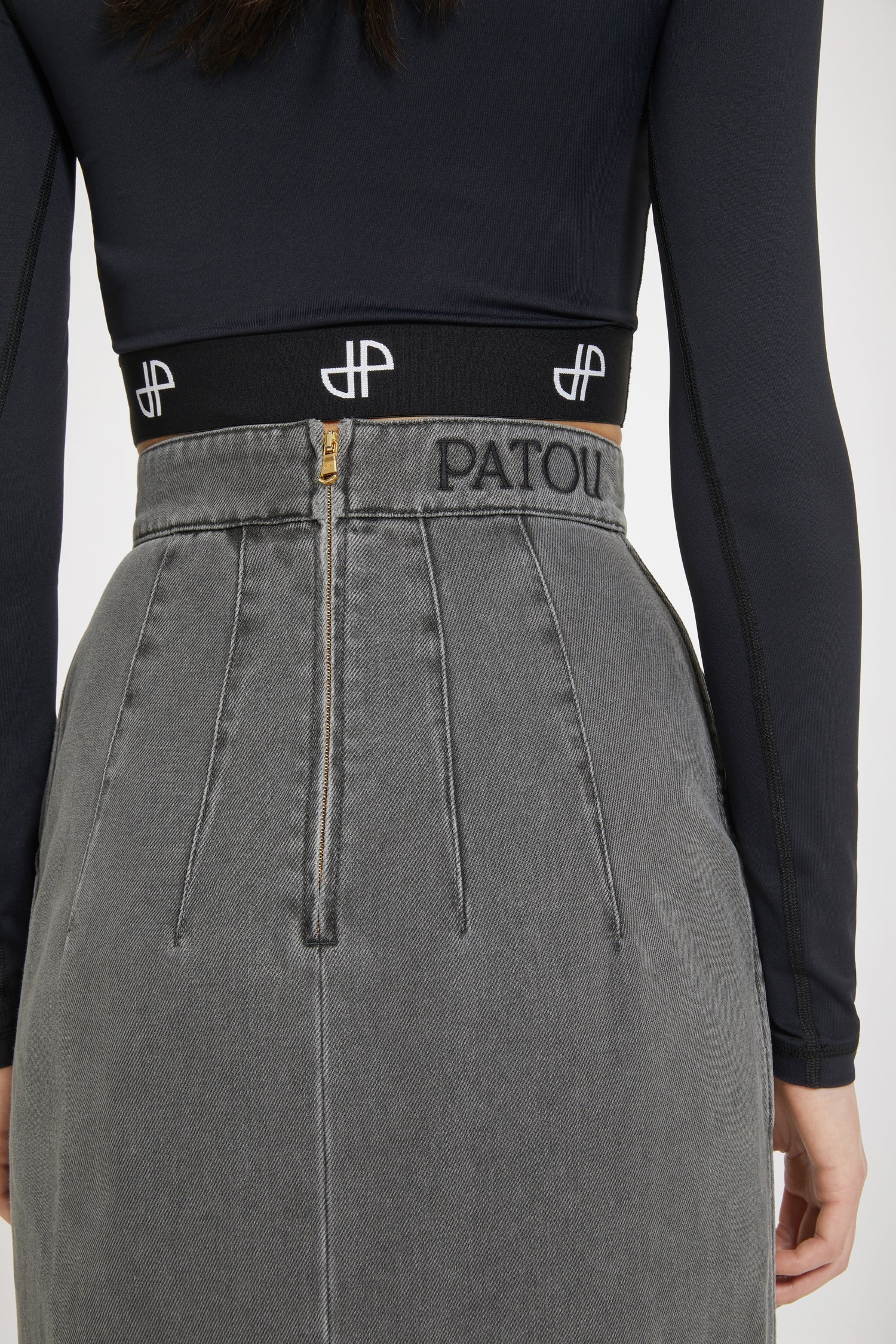 Jupe midi fendue en denim bio