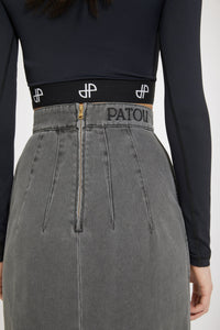 Jupe midi fendue en denim bio - Gris Anthracite