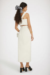 Jupe midi fendue en denim de coton régénéré