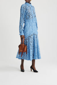 Airy Blue / Jupe midi sirène en dentelle de coton bio