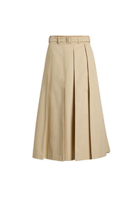 Jupe midi plissée en coton - Blanc