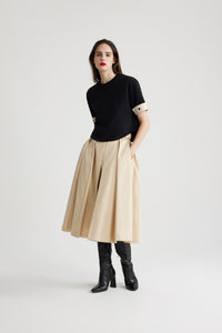 Winter White / Jupe midi plissée en coton bio