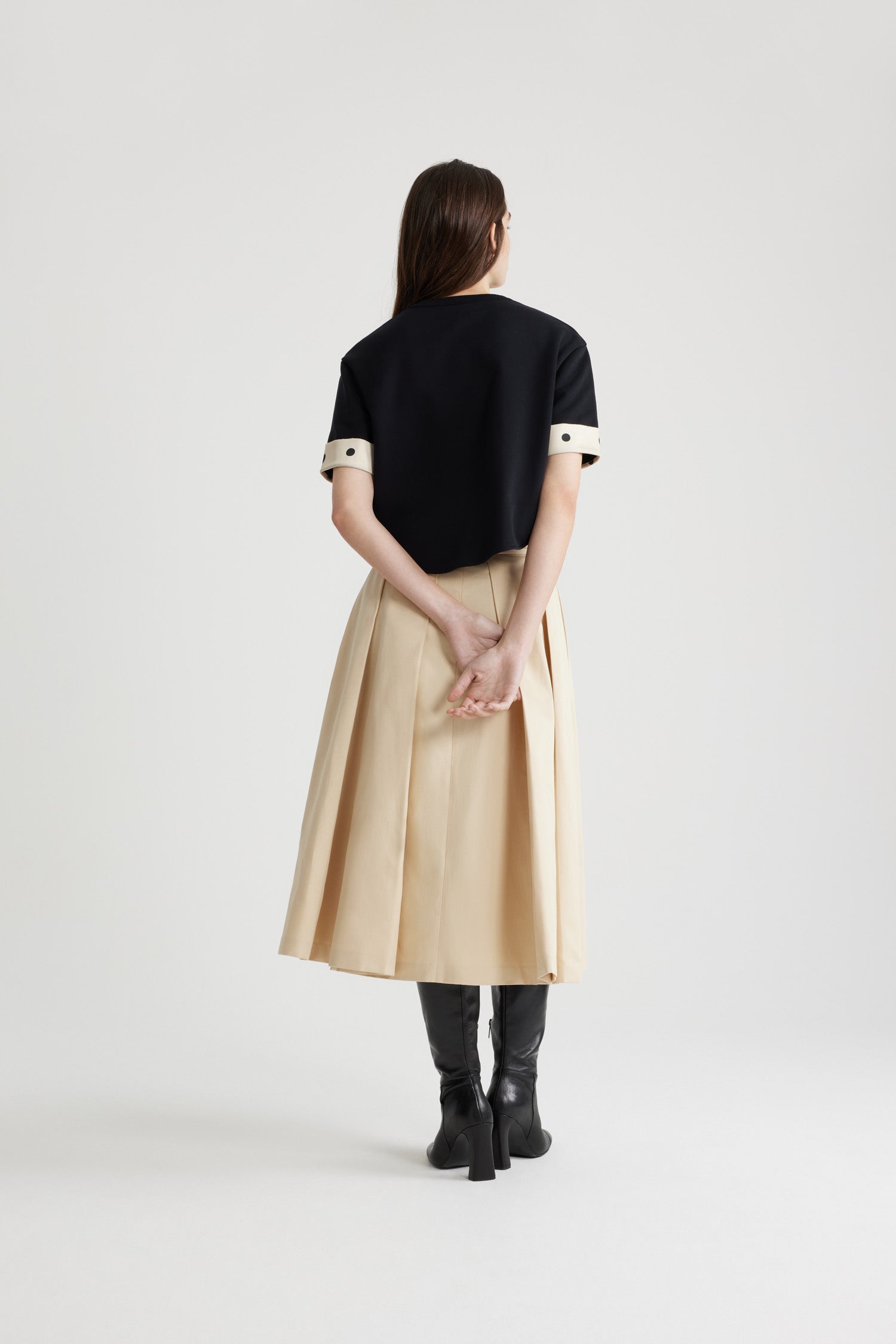 Winter White / Jupe midi plissée en coton bio