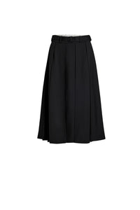 Black / Jupe midi plissée en laine technique