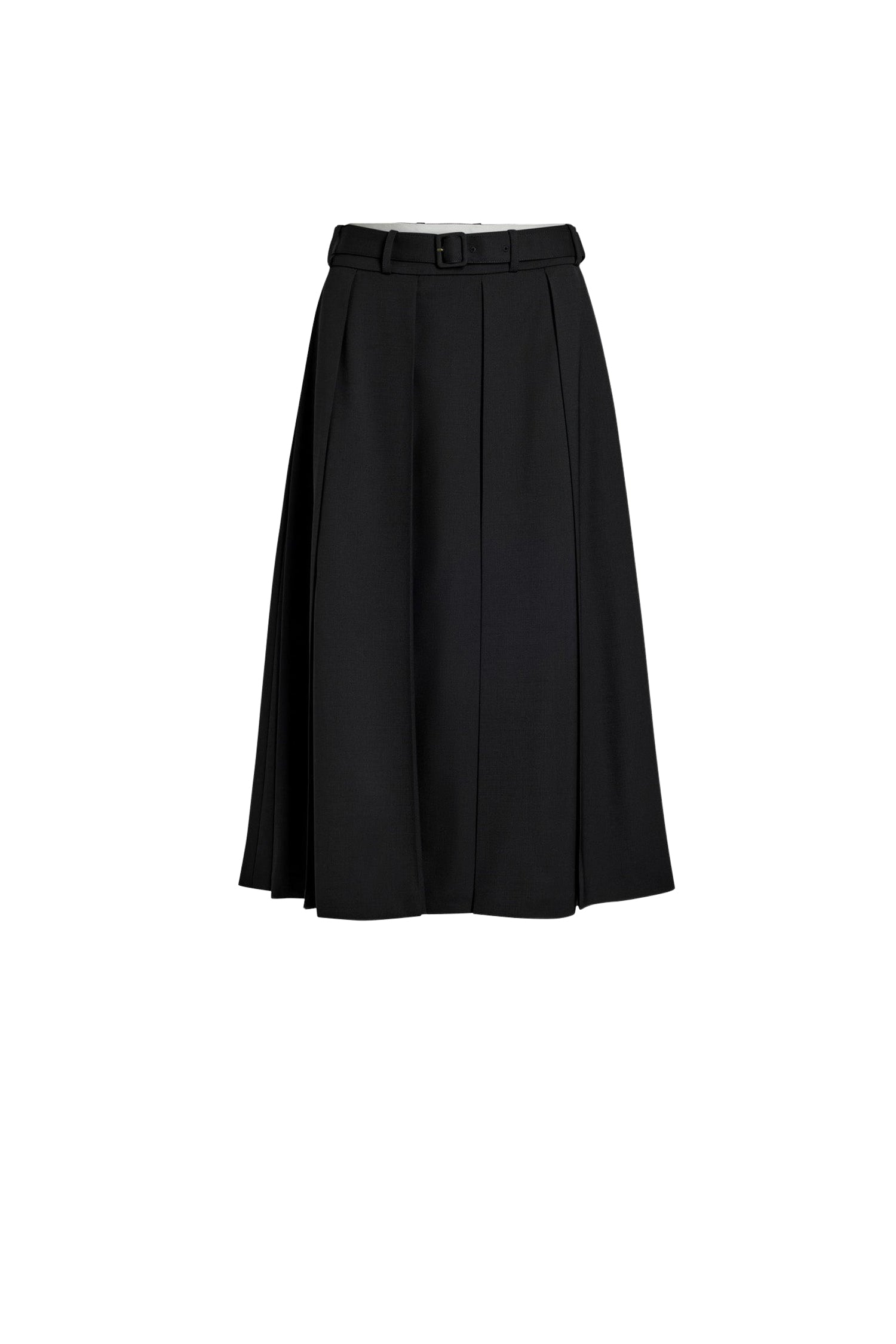 Black / Jupe midi plissée en laine technique