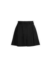 Pleated wool mini skirt - Black