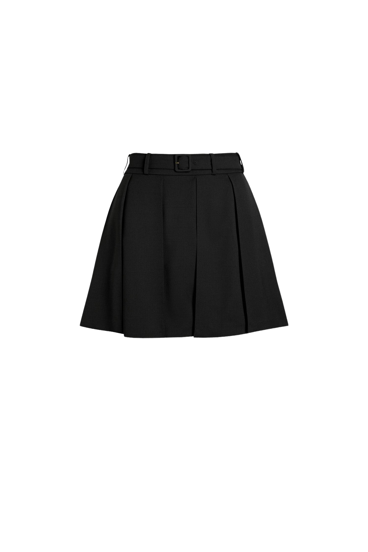 Pleated wool mini skirt - Black