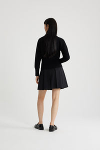 Pleated wool mini skirt - Black
