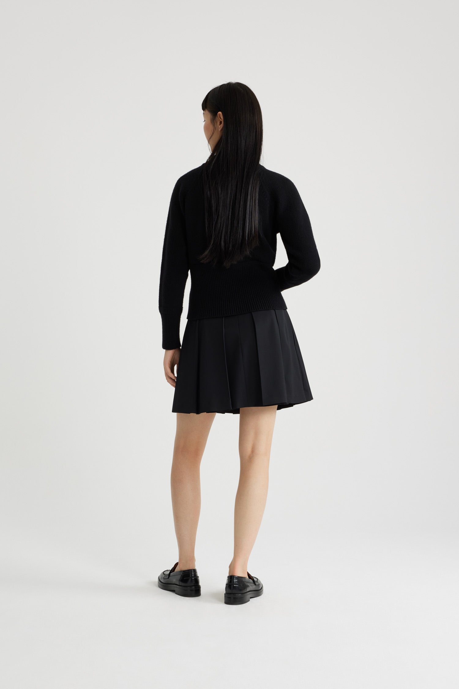 Pleated wool mini skirt - Black