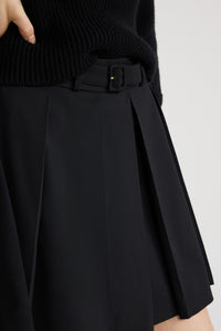 Pleated wool mini skirt - Black