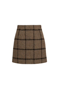 Gray Checkerboard / Mini jupe en mélange de laine recyclée